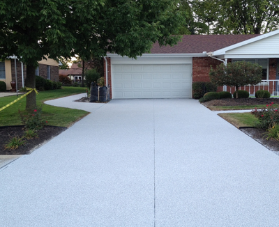 Concrete driveway textured and cut.