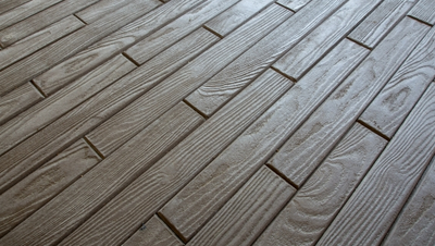 Wood plank design for interior or exterior concrete floor.