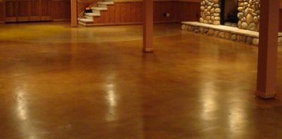 Acid stained and polished basement floor.